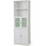 Costway - meuble de salle de bain � 4 portes 2 compartiments ouverts, colonne salle de bain armoire haute ...