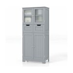 Meuble de salle de bain  4 portes 2 tiroirs, colonne salle de bain armoire haute avec tagres rglables ...