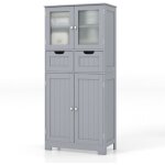 Meuble de salle de bain � 4 portes 2 tiroirs colonne salle de bain armoire haute avec �tag�res r�glables ...