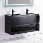 Meuble salle de bain 4 tiroirs noir double vasque 120x46 cm dark
