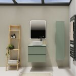 Meuble salle de bain 60 cm pour vasque  poser - vert mat - a suspendre - karaib 2