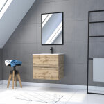 Aurlane - meuble salle de bain 60x54cm - finition chene naturel + vasque blanche + miroir - timber 60 ... Aurlane - meuble salle de bain 60x54cm - finition chene naturel + vasque blanche + miroir - timber 60 ...