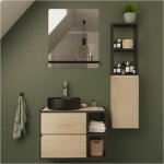 Mob - in - ensemble meuble simple vasque 70 cm + vasque diego + miroir sorrento + colonne will
