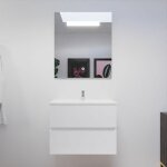 Meuble salle de bain 70 cm rosaly avec plan vasque et miroir el�gance ht80 - blanc - plan vasque en c�ramique ...