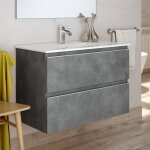 Cosyneo - meuble de salle de bain 70cm simple vasque - 2 tiroirs - sans miroir - ciment (gris) - balea ... Cosyneo - meuble de salle de bain 70cm simple vasque - 2 tiroirs - sans miroir - ciment (gris) - balea ...