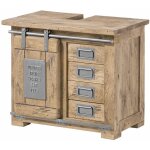 Massivmoebel24 - meuble de salle de bain 70x40 manguier laqu� whitewash railway 382