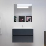 Meuble salle de bain 80 cm rosaly avec plan vasque et miroir elgance ht80 - gris - plan vasque en cramique ...