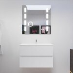 Meuble salle de bain 80 cm rosaly avec plan vasque et miroir excellence - blanc - plan vasque en céramique ... Meuble salle de bain 80 cm rosaly avec plan vasque et miroir excellence - blanc - plan vasque en céramique ...