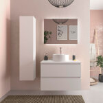 Meuble salle de bain - 80 cm - avec vasque � poser - blanc mat - a suspendre - karaib