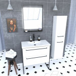 Aurlane - meuble salle de bains 80 cm, vasque blanche, miroir led et colonne - blanc - structura Aurlane - meuble salle de bains 80 cm, vasque blanche, miroir led et colonne - blanc - structura