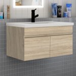 Biubiubath - meuble de salle de bain 80 cm avec vasque suspendu 2 portes meuble de salle de bain - bois ... Biubiubath - meuble de salle de bain 80 cm avec vasque suspendu 2 portes meuble de salle de bain - bois ...