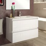 Cosyneo - meuble de salle de bain 80cm simple vasque - 2 tiroirs - sans miroir - blanc - balea Cosyneo - meuble de salle de bain 80cm simple vasque - 2 tiroirs - sans miroir - blanc - balea