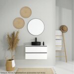 Meuble salle de bain 80 cm pour vasque  poser - blanc brillant - a suspendre - virgo