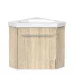 Biubiubath - meuble de salle de bain d'angle gain de place - lave main - bois clair - 40x40 cm