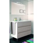 Meuble de salle de bain � poser arae avec miroir et lavabo - 3 tiroirs avec poign�e � gorge - combi: ...