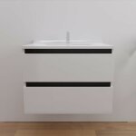 Meuble salle de bain arlequin 70 cm - vasque blanc - traverses noir