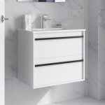 Salgar - meuble de salle de bain dimensions 60 cm couleur blanc mat miroir sans miroir colonne de rangement ...