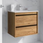 Salgar - meuble de salle de bain dimensions 60 cm couleur chne africain miroir sans miroir colonne de ...