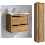 Salgar - meuble de salle de bain dimensions 60 cm couleur chne africain miroir sans miroir colonne de ...