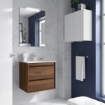 Salgar - meuble de salle de bain dimensions 60 cm couleur noyer maya miroir avec miroir + led colonne ...