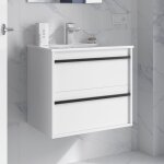 Salgar - meuble de salle de bain dimensions 80 cm couleur blanc mat miroir sans miroir colonne de rangement ...