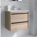 Salgar - meuble de salle de bain dimensions 80 cm couleur chne naturel miroir sans miroir colonne de ...