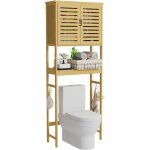Unho - meuble de salle bain en bamboo naturel, 3 tagres armoire toilette haute, tagre de rangement ...