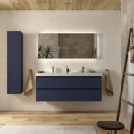 Meuble de salle de bain bequia 140cm bleu mat vasque charge min�rale