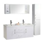 Eliteshopping - meuble de salle de bain blanc 120 cm colonne et lavabo inclus ? emily