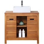 Meuble de salle de bain en bois d'acacia avec simple vasque - 90 cm - pulukan
