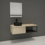 Mob - in - meuble de salle de bain bois et métal 120cm avec vasque noire et miroir will Mob - in - meuble de salle de bain bois et métal 120cm avec vasque noire et miroir will