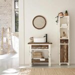 Meuble de salle de bain en bois recycl� 80 cm