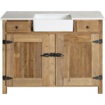 Meuble sous vasque en bois recycl et marbre ava