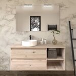 Cosyneo - meuble de salle de bain cambrian (chne clair) - olympe avec vasque  poser ronde et miroir ...