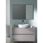 Meuble de salle de bain coloris taupe avec vasque à poser en céramique + miroir - longueur 80 x profondeur ... Meuble de salle de bain coloris taupe avec vasque à poser en céramique + miroir - longueur 80 x profondeur ...