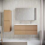 Meuble salle de bain design double vasque fortina largeur 120 cm chne clair