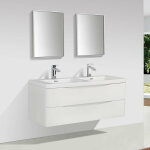 Meuble salle de bain design double vasque piacenza largeur 120 cm blanc laqu�