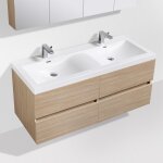 Meuble salle de bain design double vasque siena largeur 144 cm chêne clair texturé Meuble salle de bain design double vasque siena largeur 144 cm chêne clair texturé