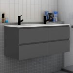 Biubiubath - meuble de salle de bain double vasque, 120 cm meuble anthracite avec lavabo cramique meuble ...