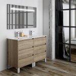 Cosyneo - meuble de salle de bain double vasque - 6 tiroirs - cambrian (chne clair) - tiris 3c et miroir ...