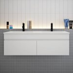 Biubiubath - meuble de salle de bain double vasque blanc, meuble suspendu blanc 120cm 2 portes Biubiubath - meuble de salle de bain double vasque blanc, meuble suspendu blanc 120cm 2 portes