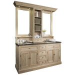 Hellin - meuble de salle de bain double vasque en chêne massif et sa crédence - vérone Hellin - meuble de salle de bain double vasque en chêne massif et sa crédence - vérone