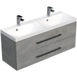 Naturel - meuble de salle de bain avec double vasque cube way 120x53x40 cm b�ton (cube2120zbe)
