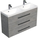 Naturel - meuble de salle de bain avec double vasque cube way 120x76, 5x40 cm, couleur bton (cube21203be) ...