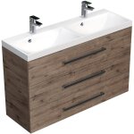 Naturel - meuble de salle de bain avec double vasque cube way 120x76, 5x40 cm chne wellington (cube21203dw) ...