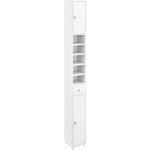 Meuble de salle de bain �troit, armoire de rangement haute, avec 2 portes, 1 tiroir, 5 �tag�res r�glables, ...