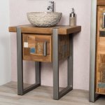 Wanda collection - meuble de salle de bain factory teck métal 70 cm Wanda collection - meuble de salle de bain factory teck métal 70 cm
