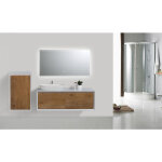 Bernstein - meuble de salle de bain fiona 1200 - fa�ade effet b�ton ou ch�ne - miroir et colonne de rangement ...