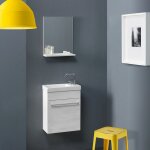 Meuble salle de bains gain de place 42 x 106, 50 cm en chene blanchi
