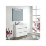 Meuble de salle de bains imperia 3 pi�ces avec lavabo et miroir. livr� assembl� 90cm avec le vasque d�plac� ...